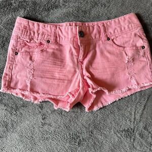 Women's‎ y2k Pink Distressed Micro Mini  Denim booty shorts Bongo Size 5